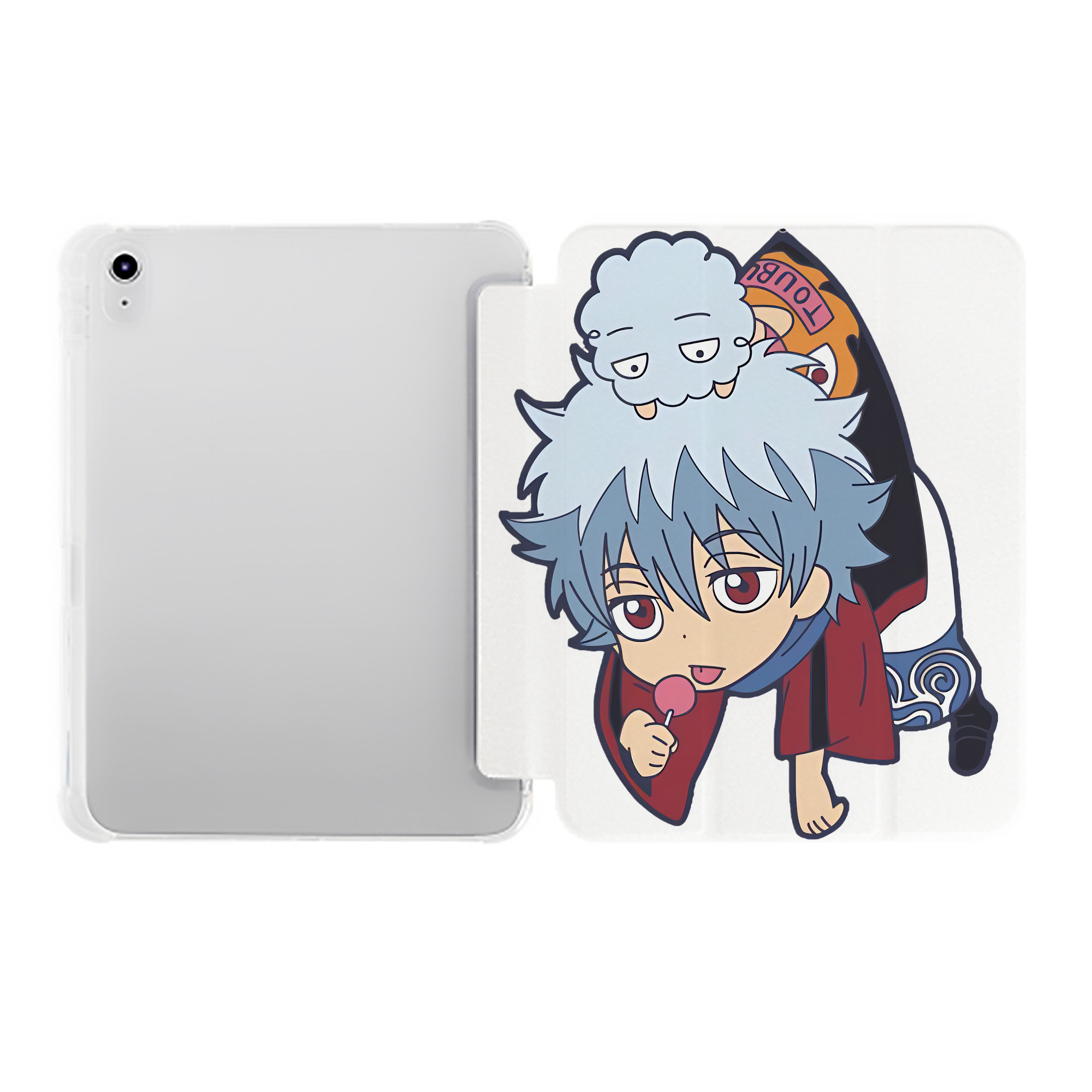 （画像用） ぎんたま 坂田銀時（さかたぎんとき） 神楽 志村新八（しむら しんぱち） GINTAMA Sakata Gintoki Kagura Shimura Shinpachi IPad ケース ペン収納付き 三つ折りスタンド PUレザー×シリコン 対応機種9.5/10.5/10.9インチ